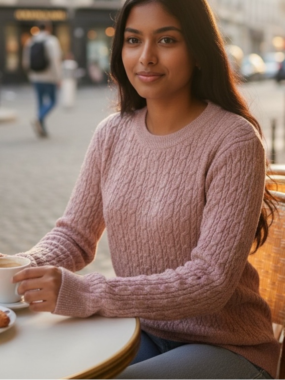 MILLY PINK & METALLIC CABLE KNIT SWEATER WOMENS M